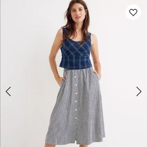 Madewell Palisade button-front midi skirt in chambray stripe SOLD OUT Online NWT